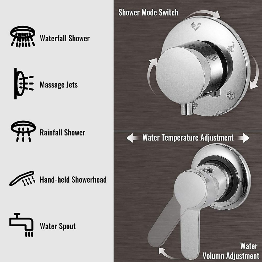 buy black shower panel system 5 in 1 stainless steel hydromassage waterfall