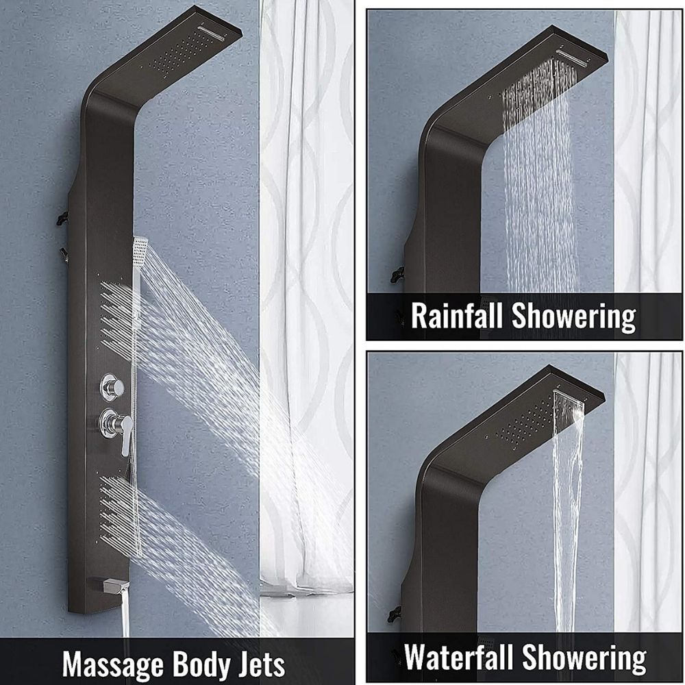 buy black shower panel system massage body jets