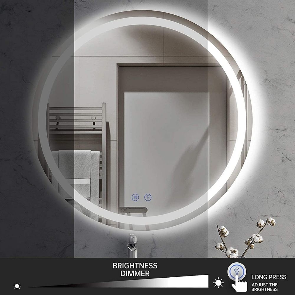 buy round bathroom led mirror illuminated backlit brightness