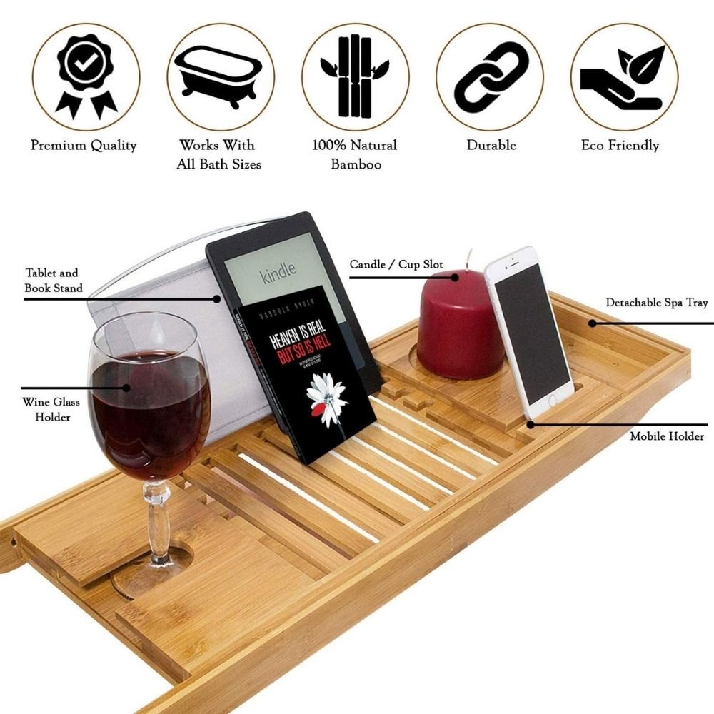 buy natural bamboo bath tray shop online